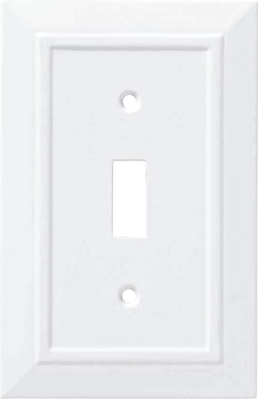 White Single Switch Wall Plate by Franklin Brass - Classic Architecture Design (Model: W35241-PW-C)