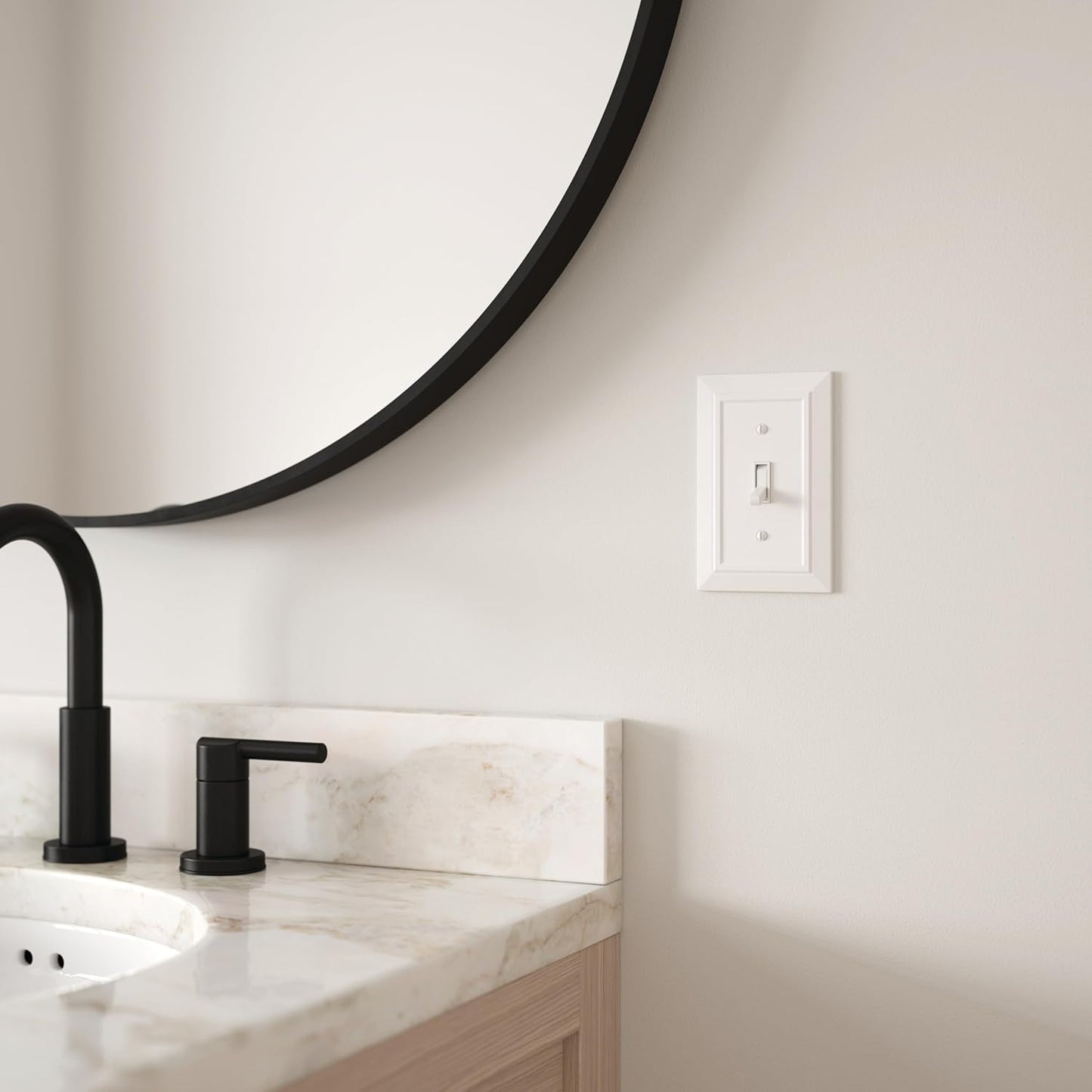 White Single Switch Wall Plate by Franklin Brass - Classic Architecture Design (Model: W35241-PW-C)