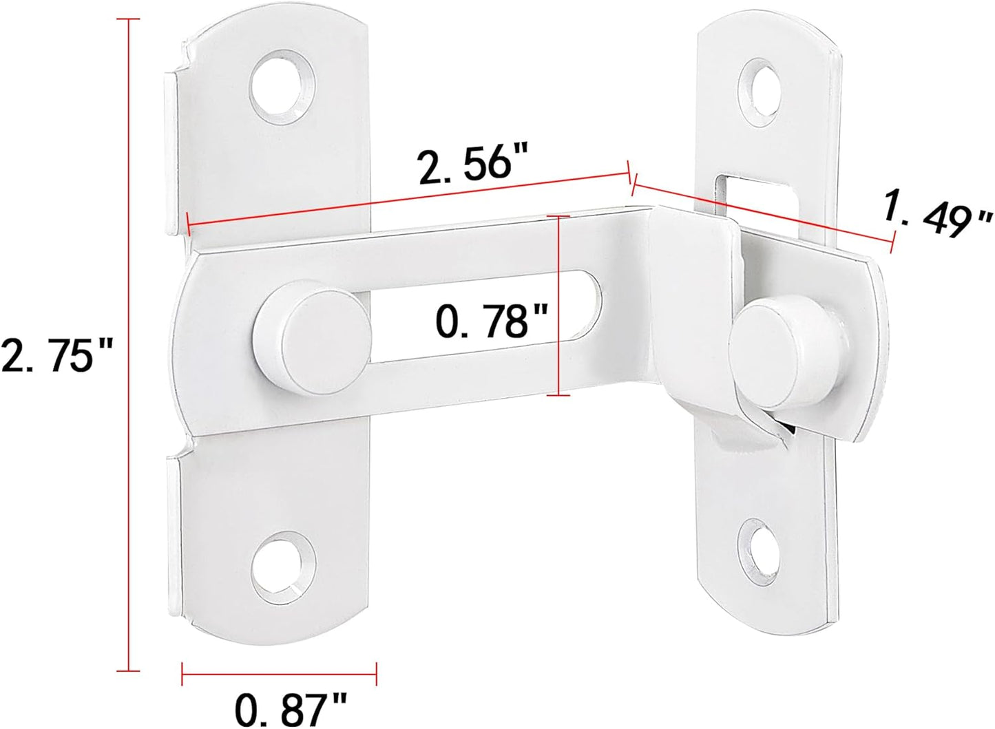 White Stainless Steel Bar Gate Latches - 4 Pack Sliding Door Safety Locks for Wine Cabinet, Closet, and More