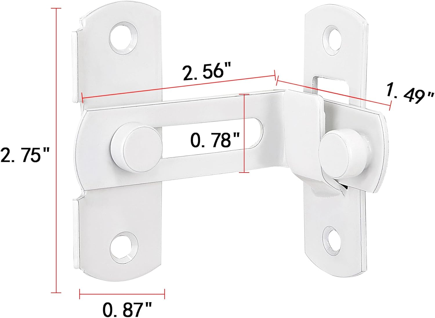 White Stainless Steel Bar Gate Latches - 4 Pack Sliding Door Safety Locks for Wine Cabinet, Closet, and More