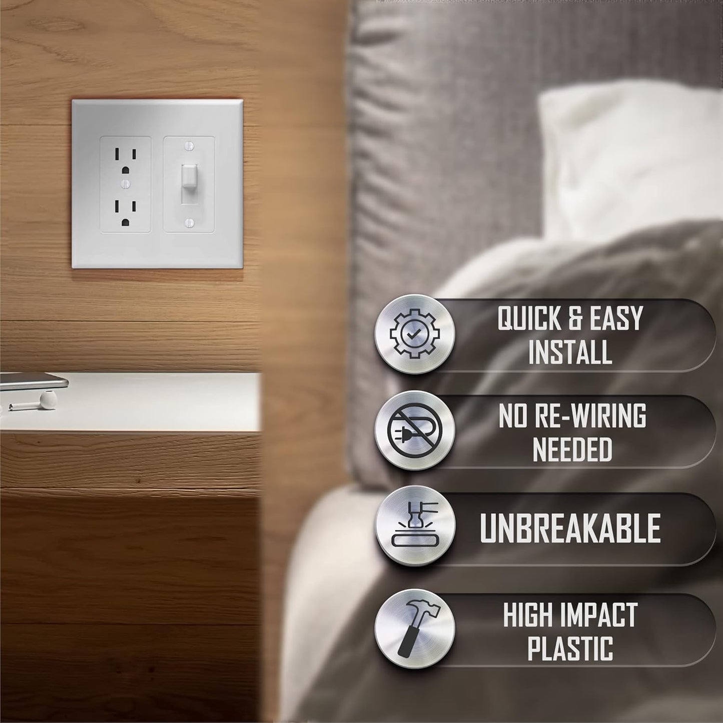 White Taymac 2772W 2-Gang Masque Decorator Cover Wall Plates for Revive Devices