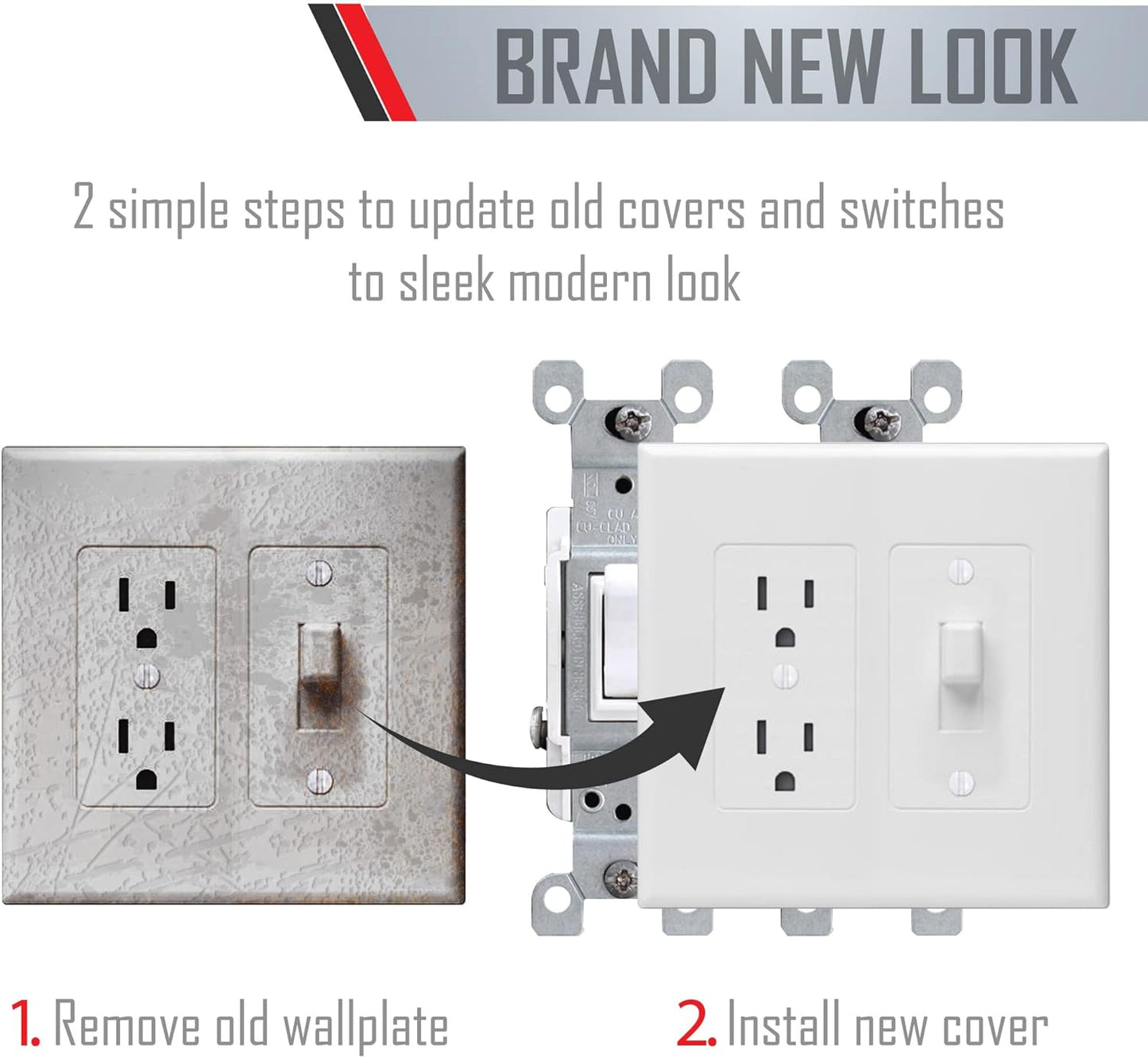 White Taymac 2772W 2-Gang Masque Decorator Cover Wall Plates for Revive Devices