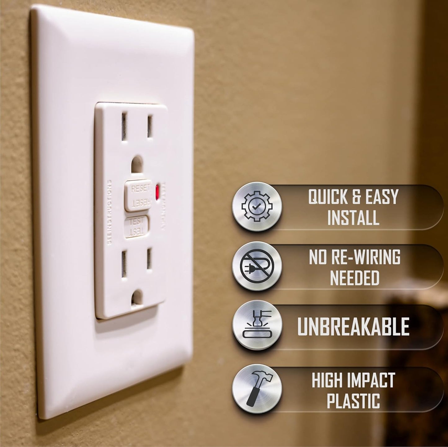 White TayMac A52W Allure Nonmetallic Wallplate with GFCI Insert: Waterproof and Durable