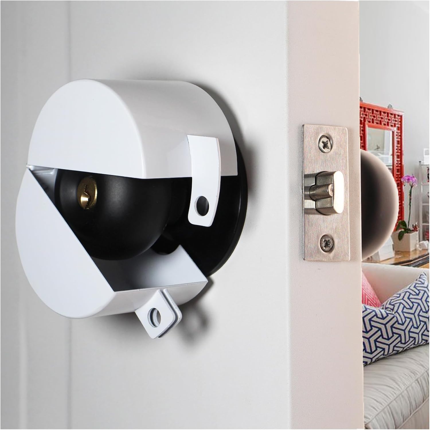 White Temporary Door Handle Lockout Device - Prevent Entry Without Padlock, Faucet Safety Cover, Door Knob Lock Cover - Keyhole Protection