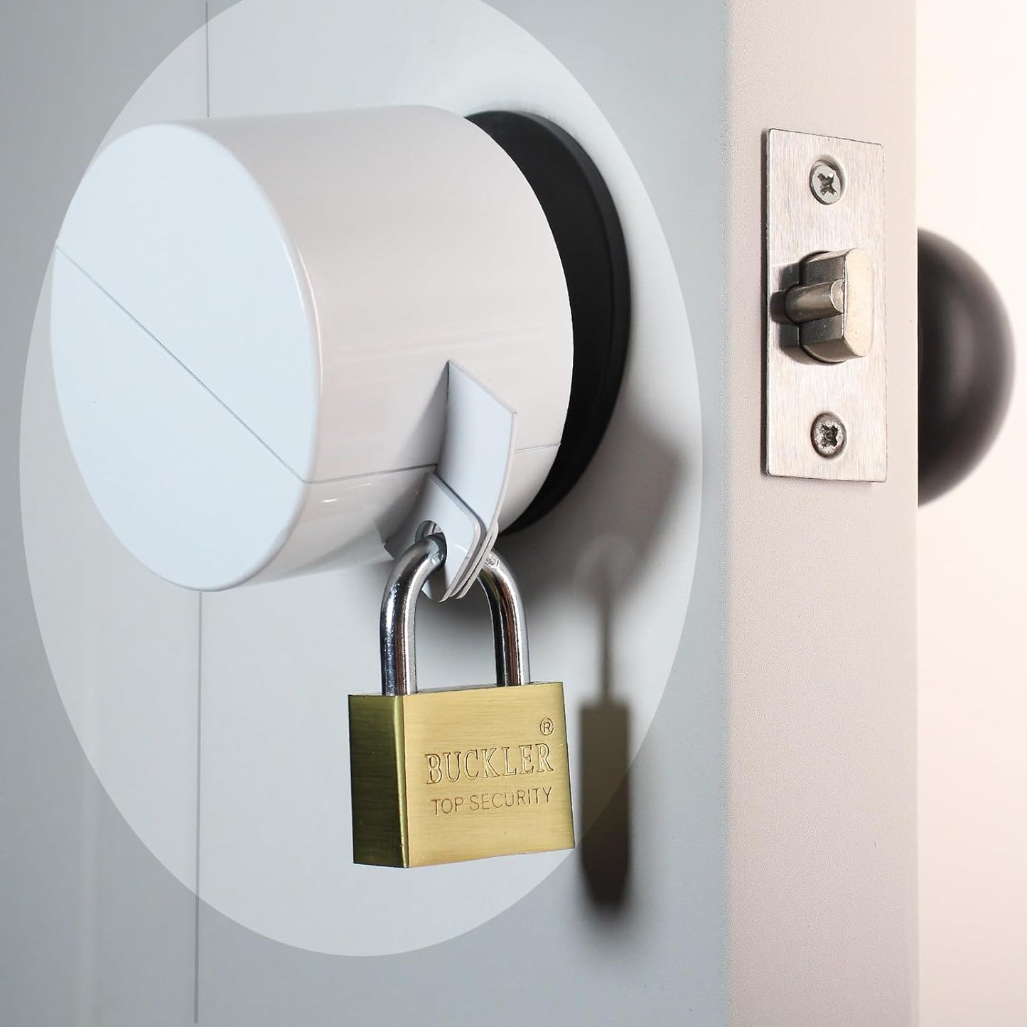 White Temporary Door Handle Lockout Device - Prevent Entry Without Padlock, Faucet Safety Cover, Door Knob Lock Cover - Keyhole Protection