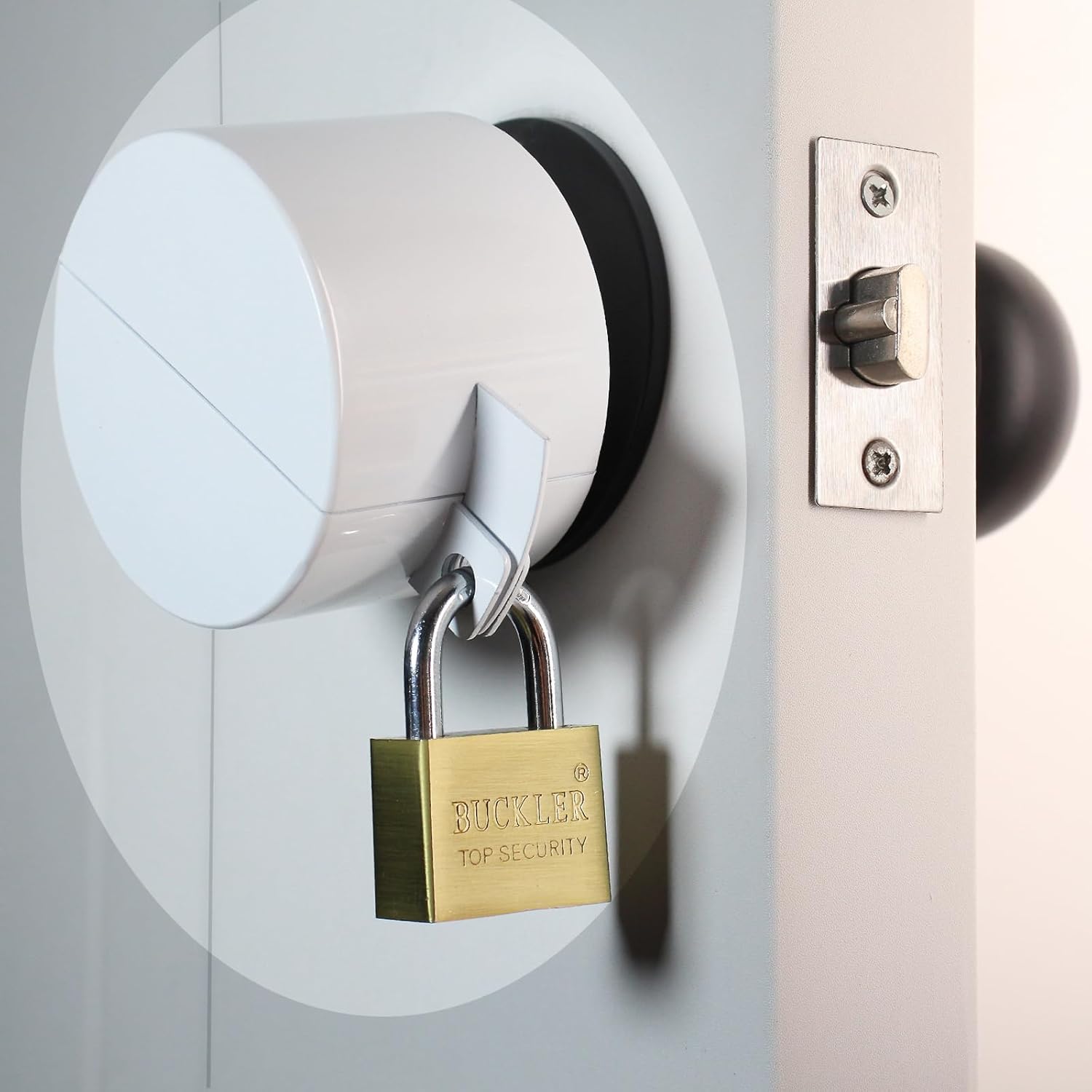 White Temporary Door Handle Lockout Device - Prevent Entry Without Padlock, Faucet Safety Cover, Door Knob Lock Cover - Keyhole Protection