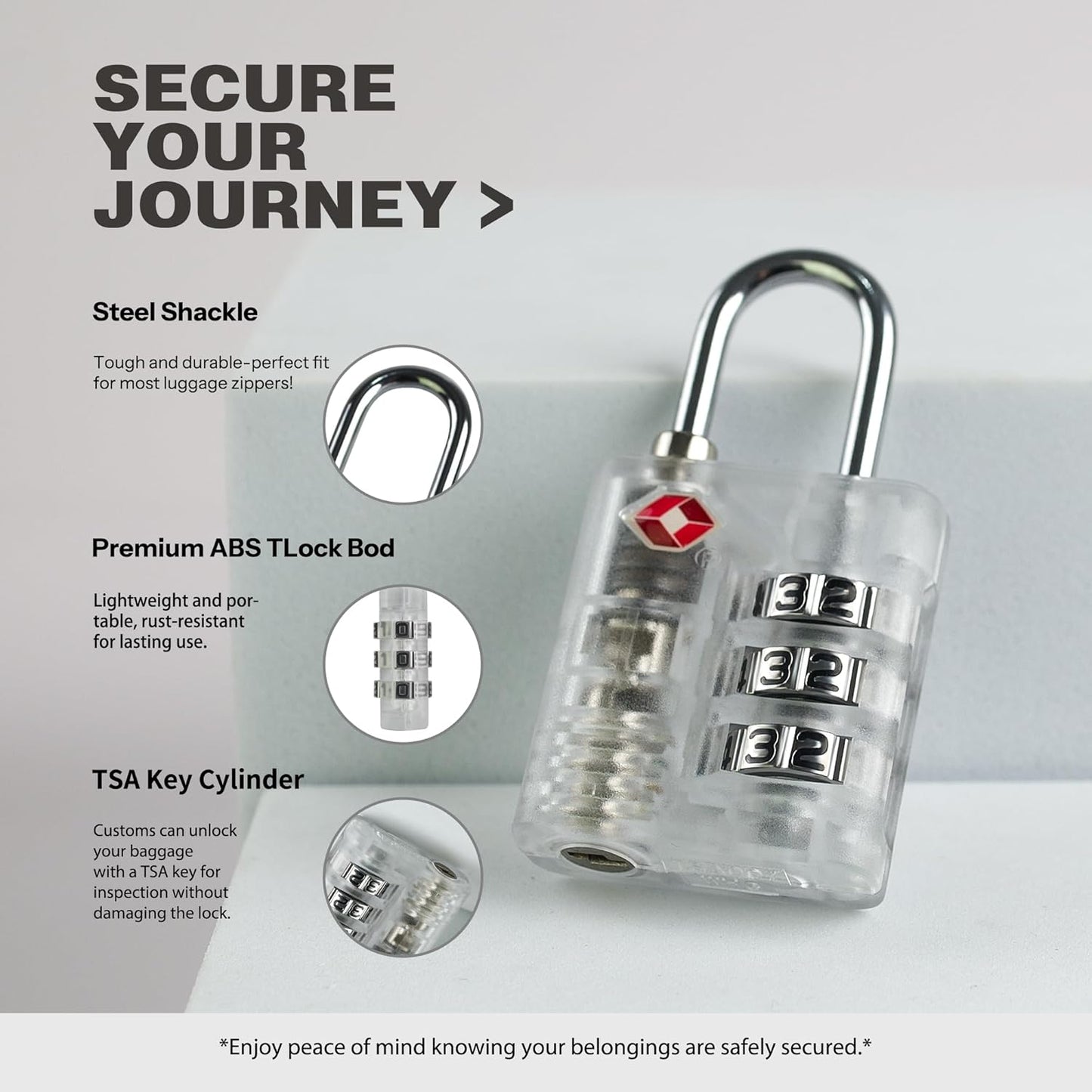 White UP Security TSA Approved 4-Digit Combination Padlock with Alert Indicator for Luggage, Suitcases, Backpacks, Gym Lockers