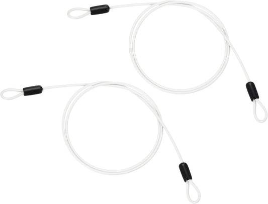 White Vinyl Coated Stainless Steel Cable with Loops - 2 Pack, 3.3ft Flexible Wire Rope Security Chain for Outdoor Lighting & Luggage Locks