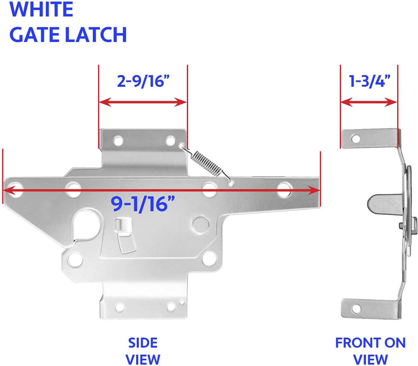 White Vinyl Gate Latch with Mounting Hardware for Vinyl, Wood, PVC Fencing - 90 Degree Bracket for Secure Gate Connection