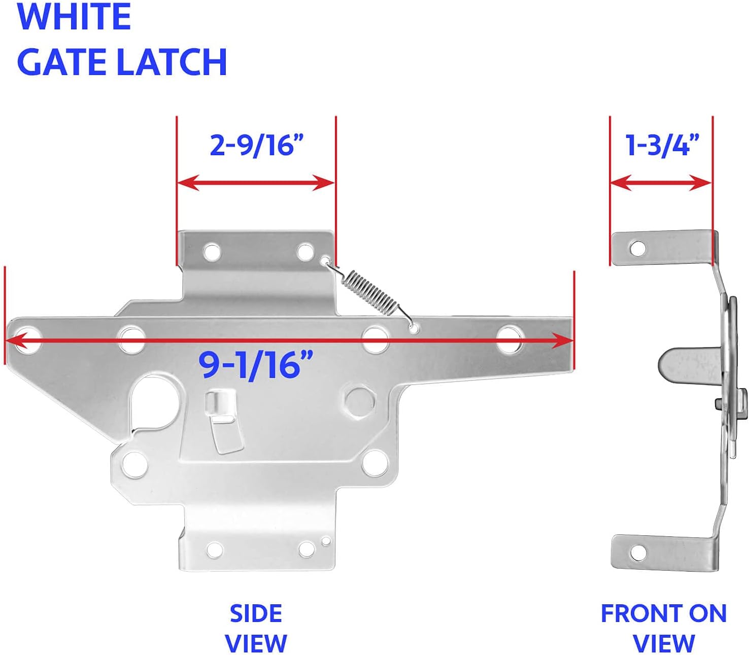 White Vinyl Gate Latch with Mounting Hardware for Vinyl, Wood, PVC Fencing - 90 Degree Bracket for Secure Gate Connection