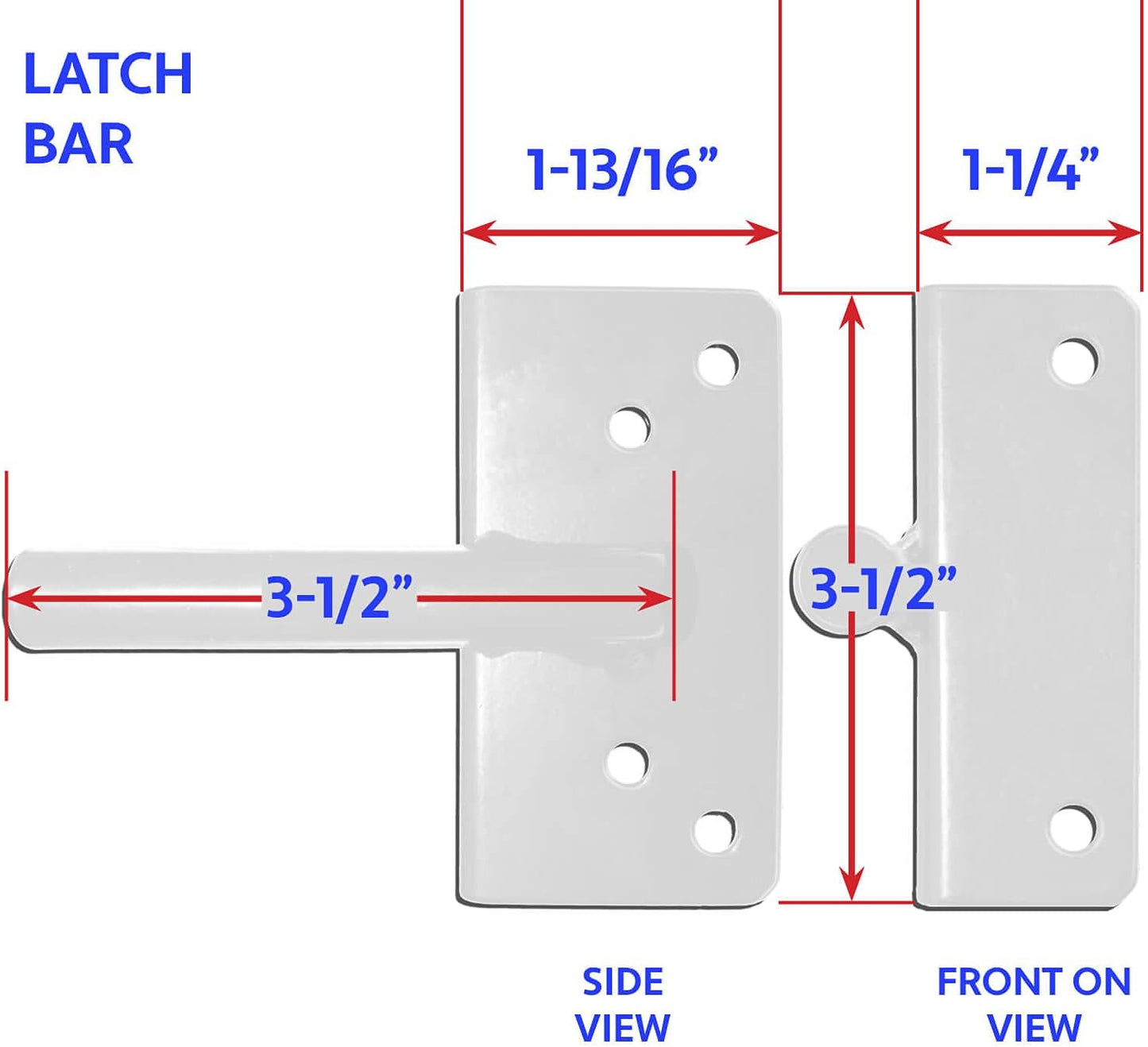 White Vinyl Gate Latch with Mounting Hardware for Vinyl, Wood, PVC Fencing - 90 Degree Bracket for Secure Gate Connection