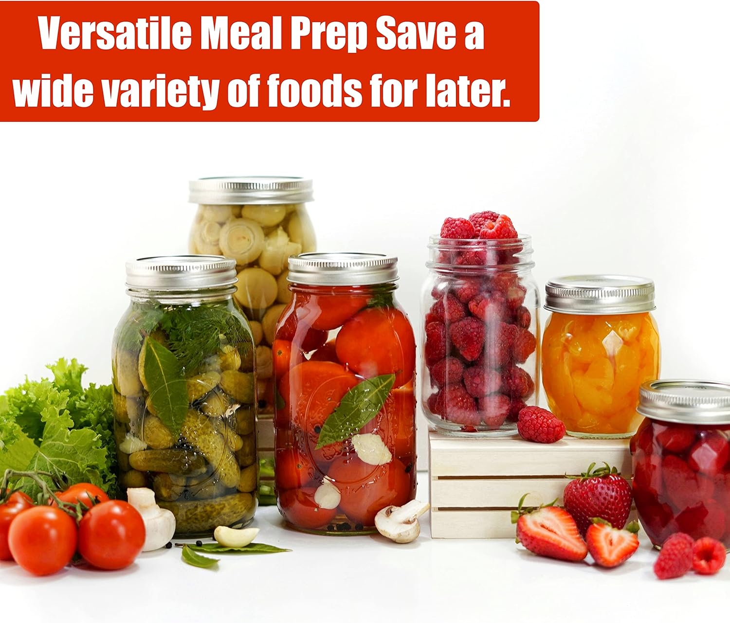 Wide Mouth Canning Lids and Rings for Mason Jars - Airtight Seals for Food Preservation - Stainless Steel Bands with Silicone Seals - Canning Supplies for Meal Prep