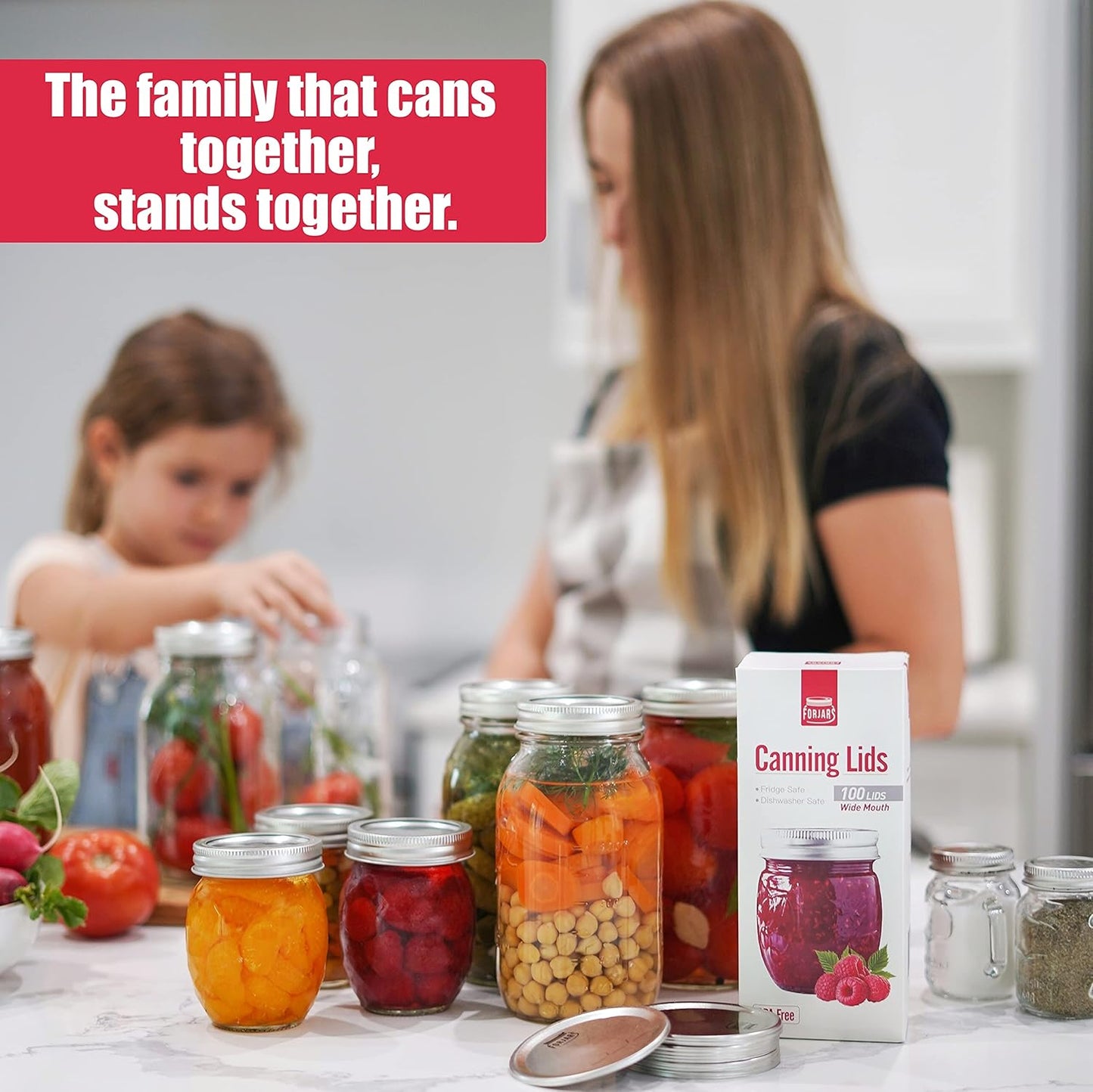 Wide Mouth Canning Lids and Rings for Mason Jars - Airtight Seals for Food Preservation - Stainless Steel Bands with Silicone Seals - Canning Supplies for Meal Prep