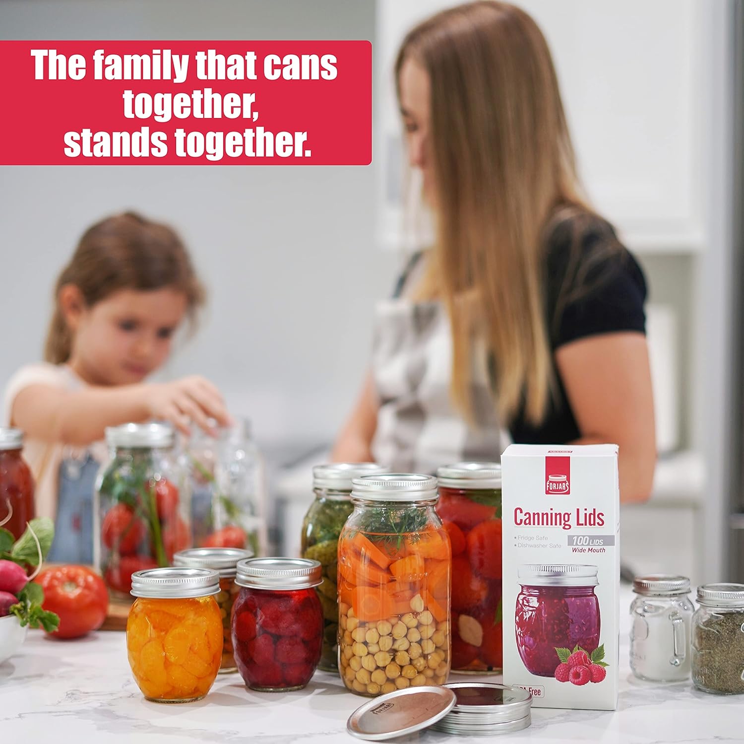 Wide Mouth Canning Lids and Rings for Mason Jars - Airtight Seals for Food Preservation - Stainless Steel Bands with Silicone Seals - Canning Supplies for Meal Prep