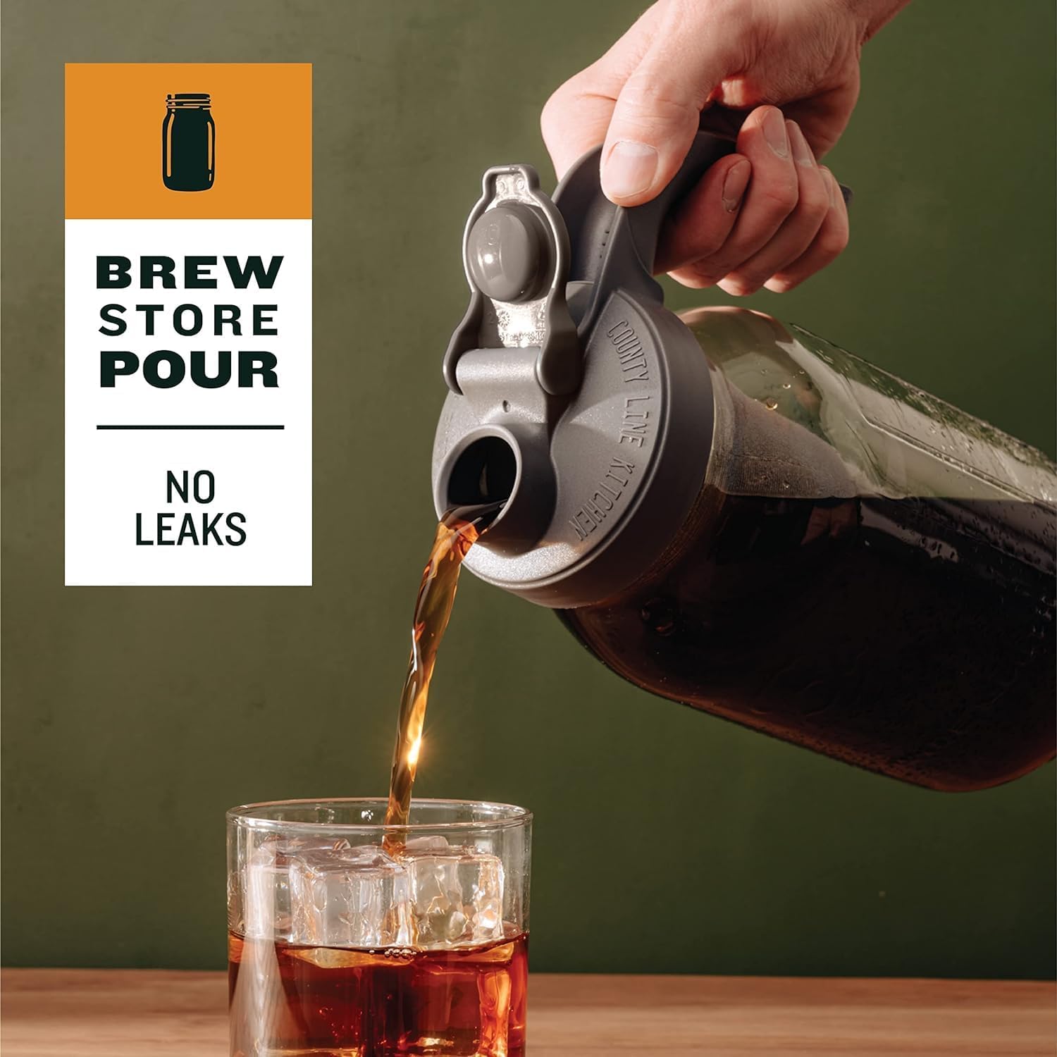 Wide Mouth Mason Jar Pour Spout Lid with Handle - Flip Cap Drinking/Canning Accessories - Airtight Leak-Proof Seal - Fits 32 oz & 64 oz Jars - Black, 1 Pack