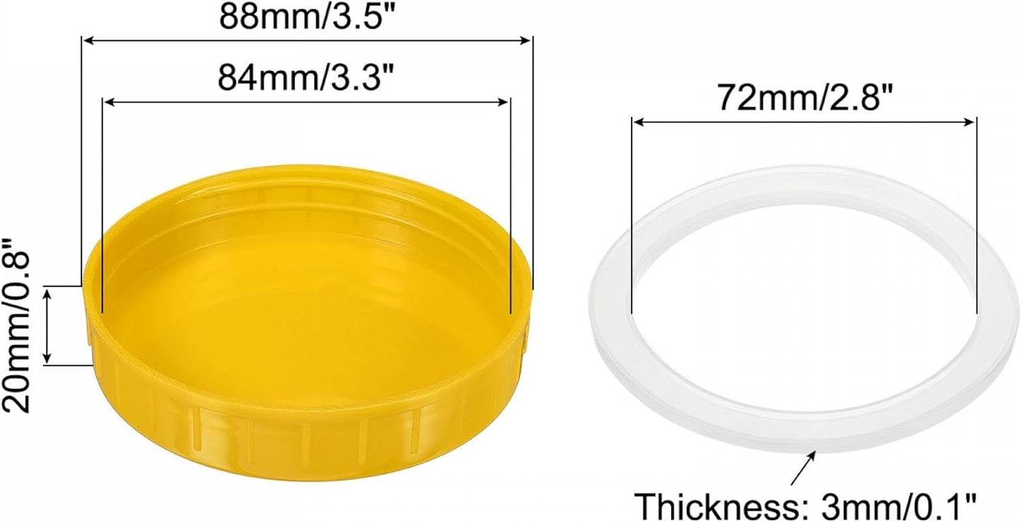 Wide Mouth Plastic Mason Jar Lids, 10 Pack with Silicone Sealing Ring - Yellow