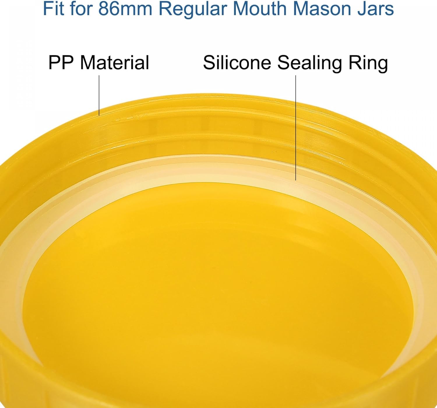 Wide Mouth Plastic Mason Jar Lids, 10 Pack with Silicone Sealing Ring - Yellow