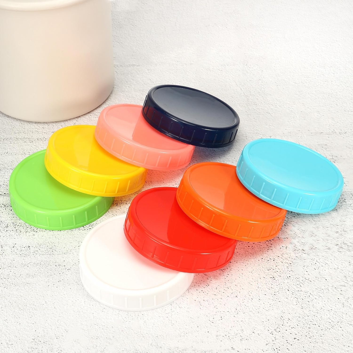 Wide Mouth Plastic Mason Jar Lids, 10 Pack with Silicone Sealing Ring - Yellow