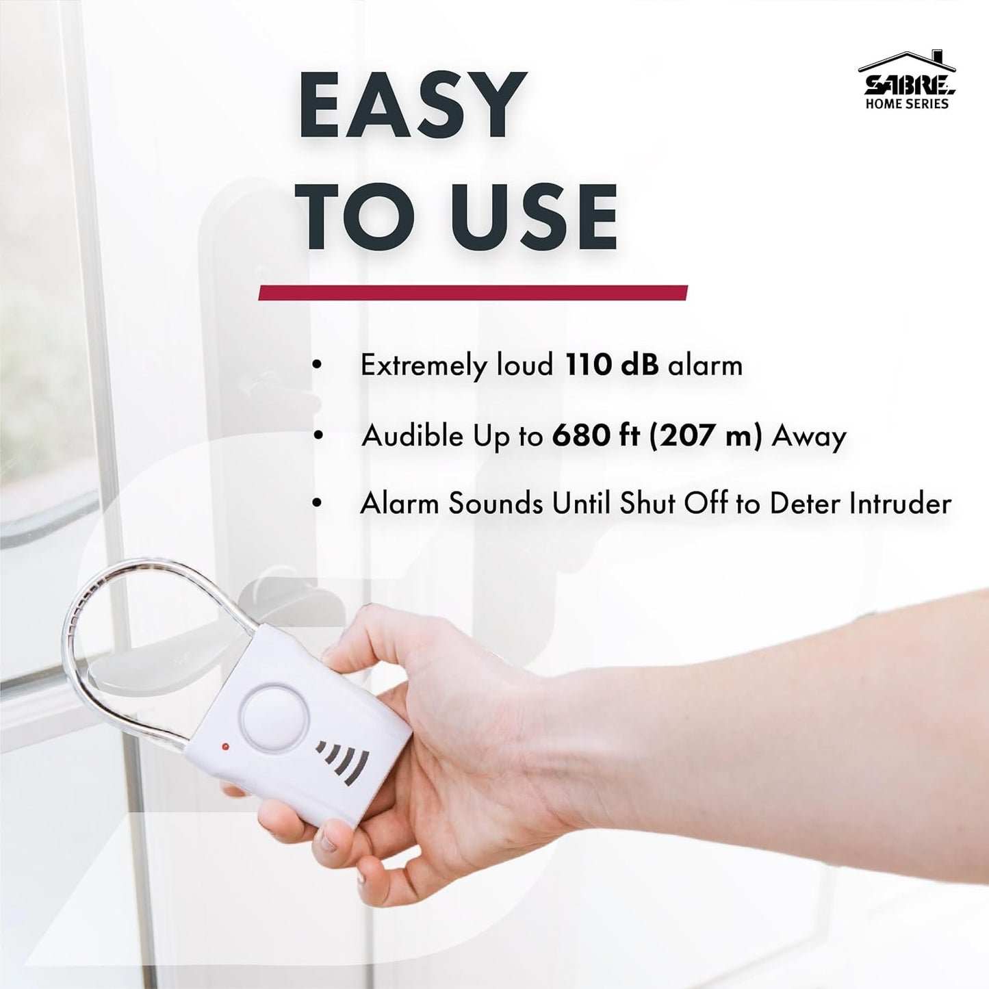 Wireless 110dB Door Handle Alarm with 680 Ft Range, Vibration-Triggered Home Security, Travel-Friendly Security Alarm
