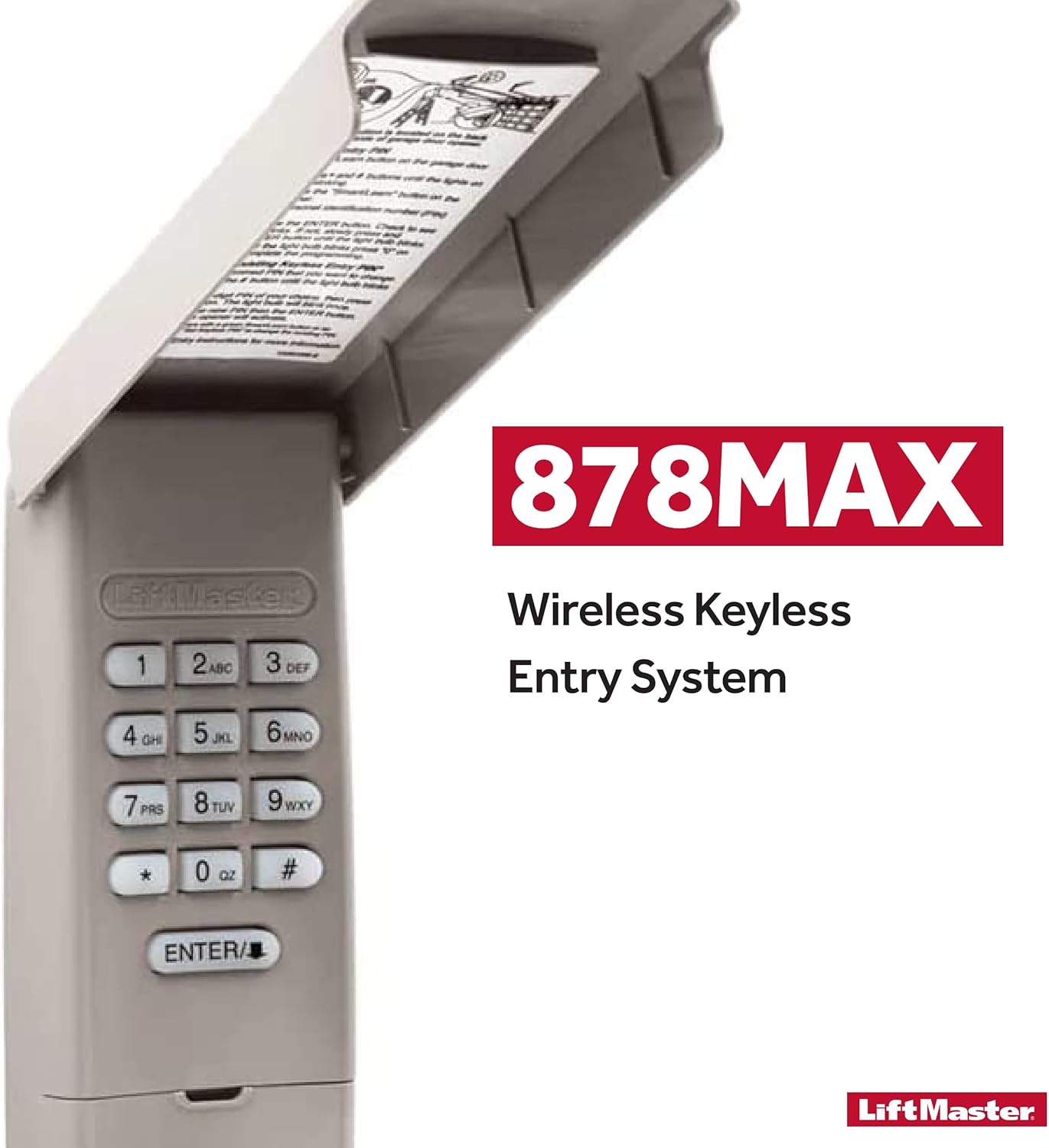 Wireless and Keyless Entry System for Easy Access - LiftMaster 878MAX Garage Door Keypad