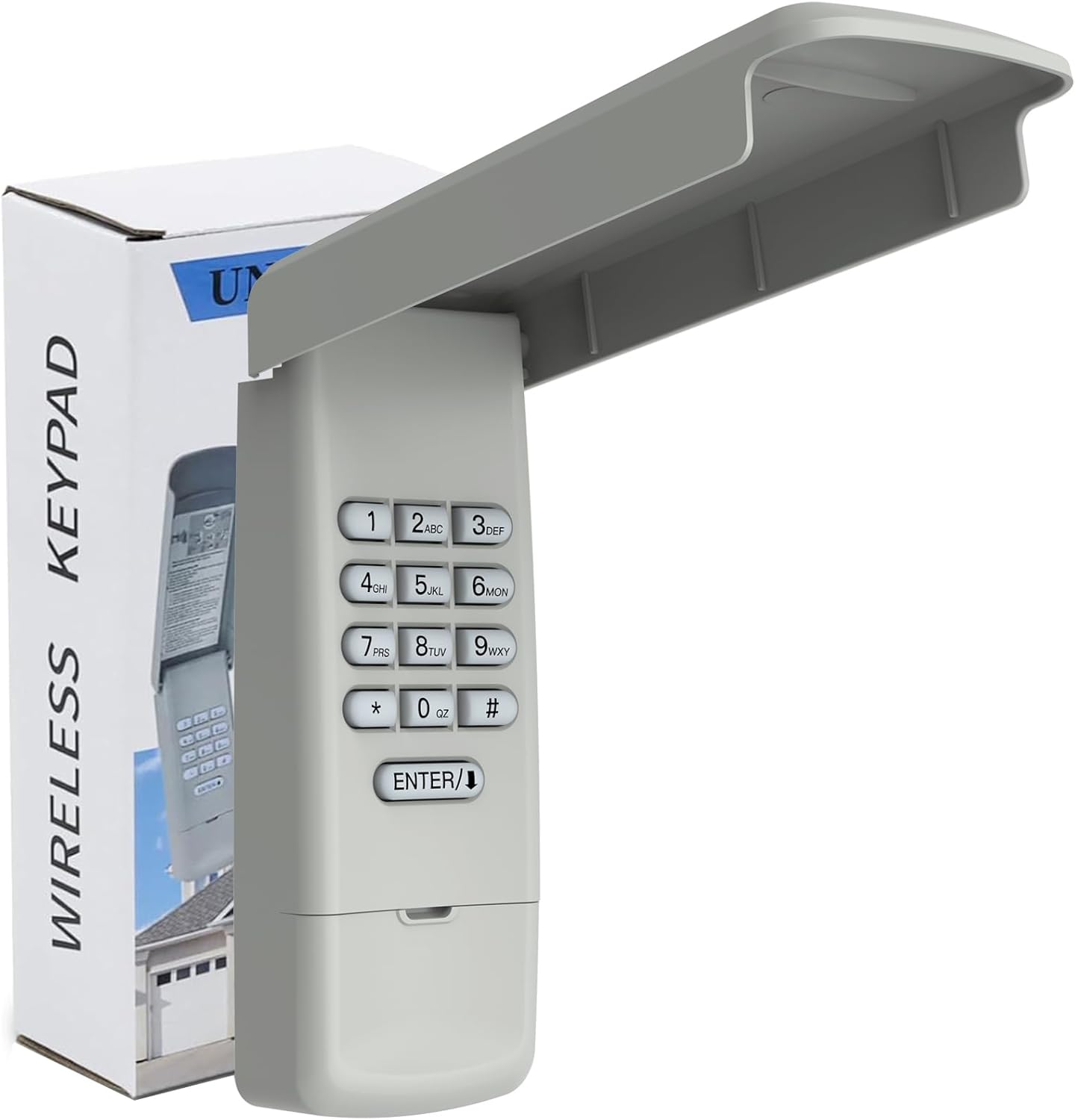 Wireless Keyless Entry Keypad for Garage Door Openers - Compatible with Liftmaster, Chamberlain, Craftsman, Genie, Stanley, Wayne Dalton - Learn Button & Dip Switch Access - Outside Remote Entry