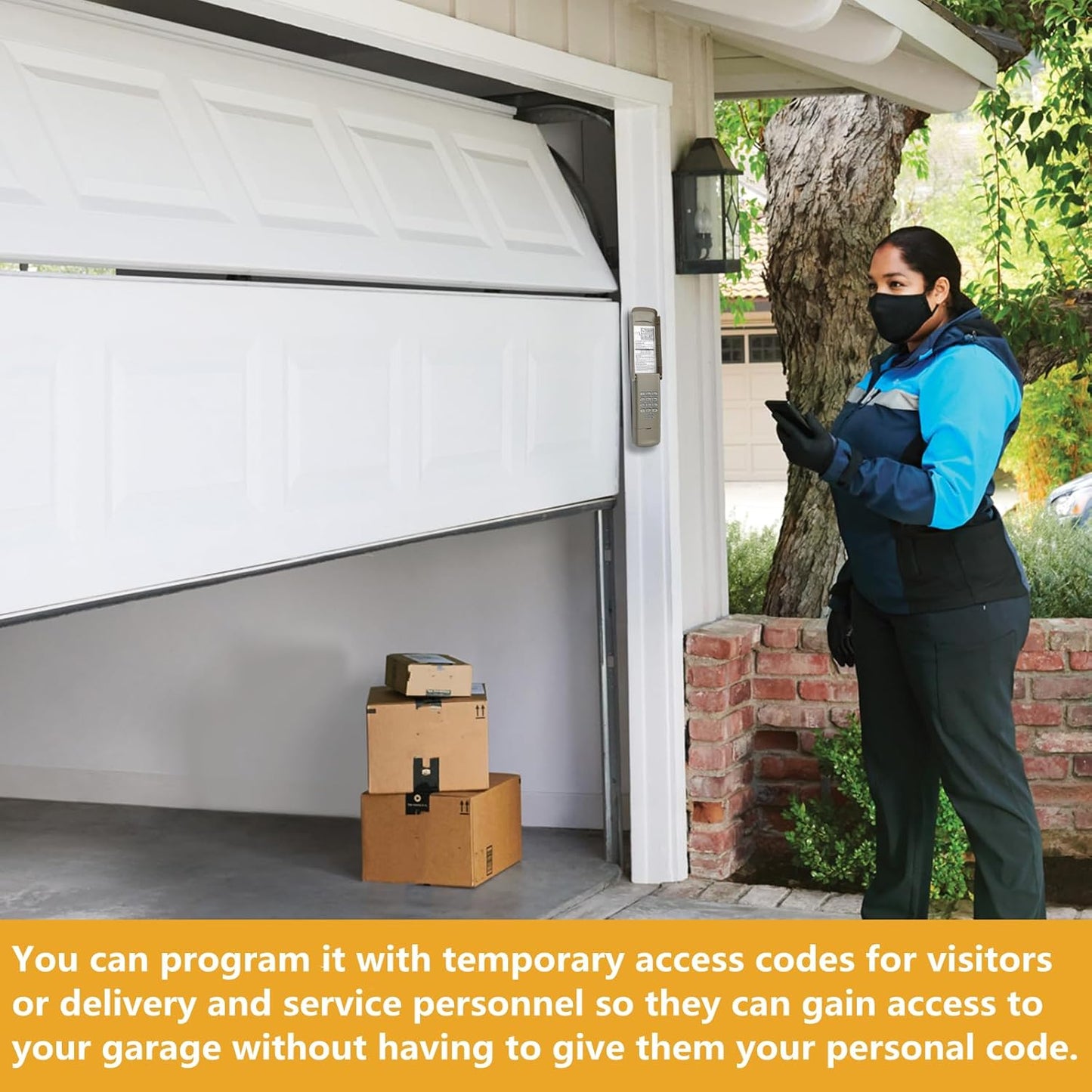 Wireless Keyless Entry Keypad for Garage Door Openers - Compatible with Liftmaster, Chamberlain, Craftsman, Genie, Stanley, Wayne Dalton - Learn Button & Dip Switch Access - Outside Remote Entry