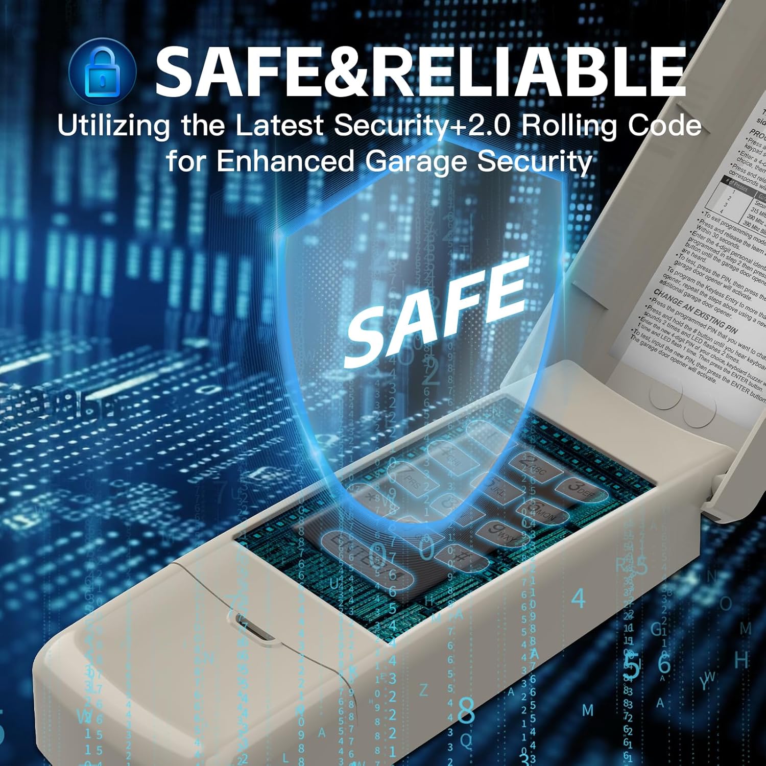 Wireless Keyless Entry Keypad for Garage Door Openers - Compatible with Liftmaster, Chamberlain, Craftsman, Genie, Stanley, Wayne Dalton - Learn Button & Dip Switch Access - Outside Remote Entry