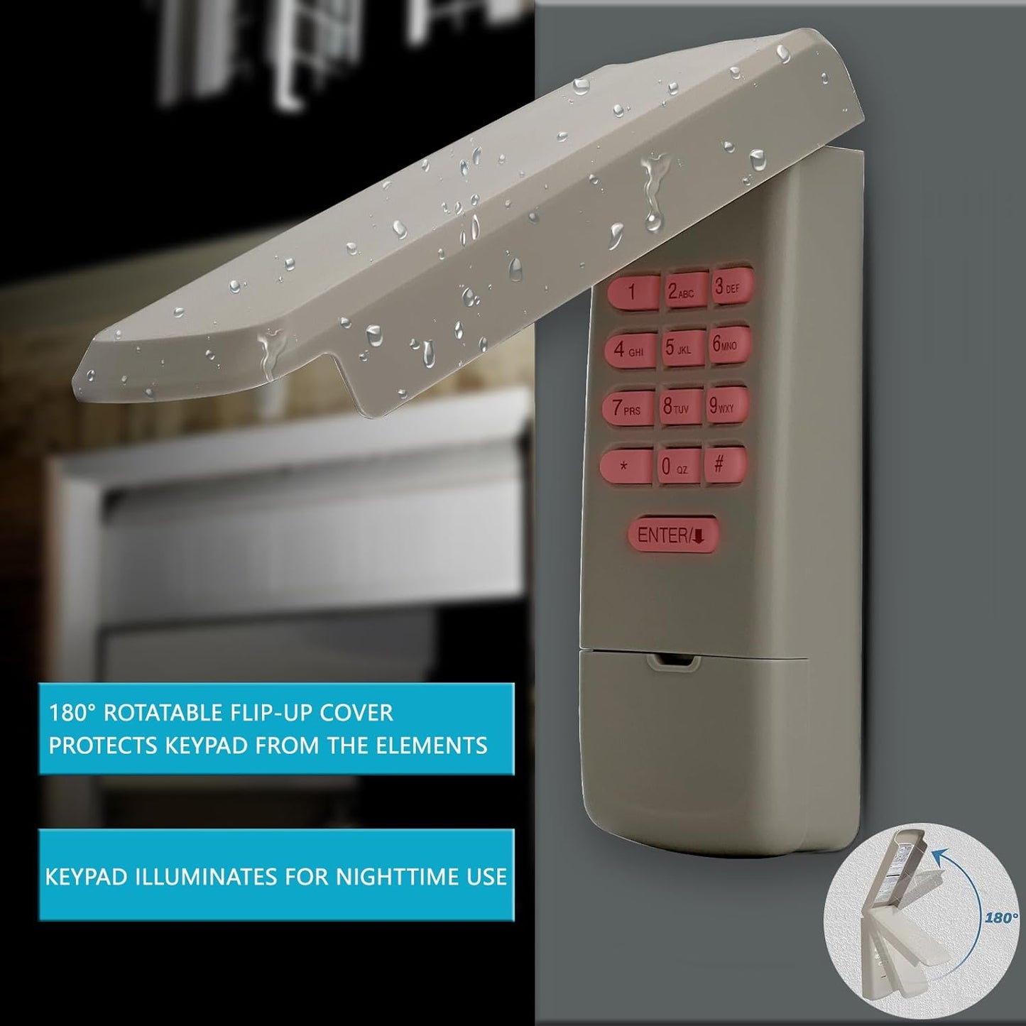 Wireless Keypad for LiftMaster 877MAX Garage Door Opener - Keyless Entry for Chamberlain/Craftsman Openers with Color-Coded Buttons