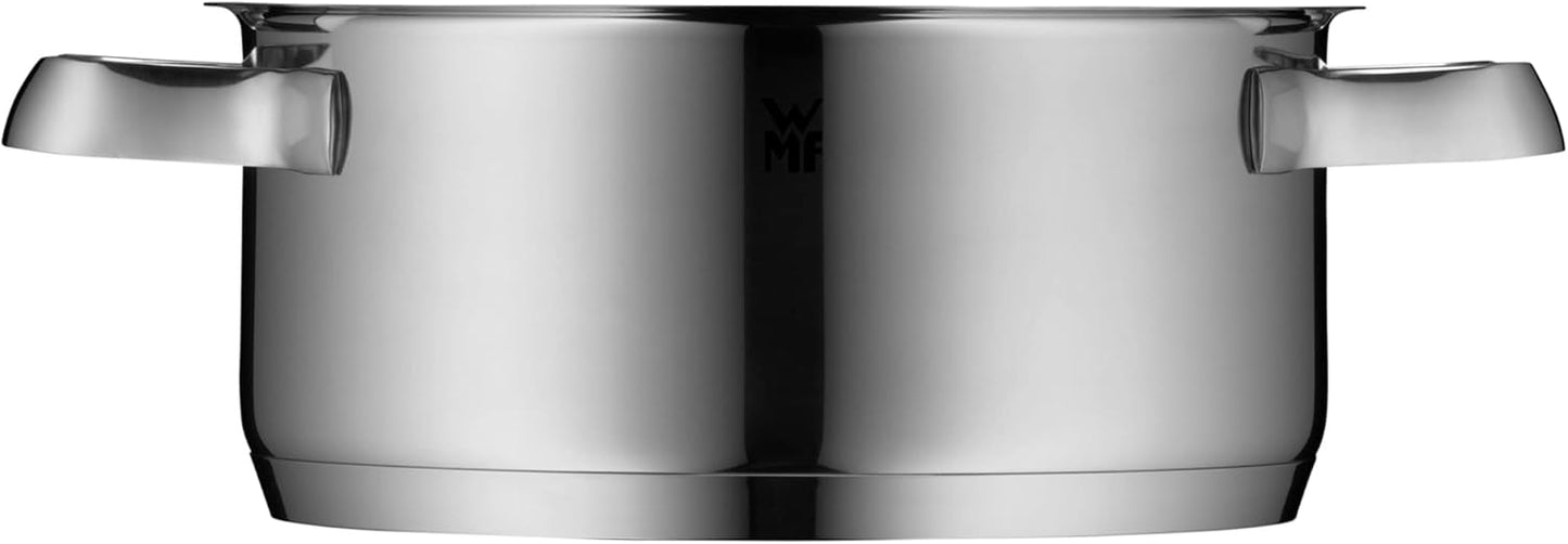 WMF Belmonte 20 cm Small Cooking Pot with Glass Lid - 2.5 L Pasta Pot for Induction Cooktops - Polished Cromargan Stainless Steel