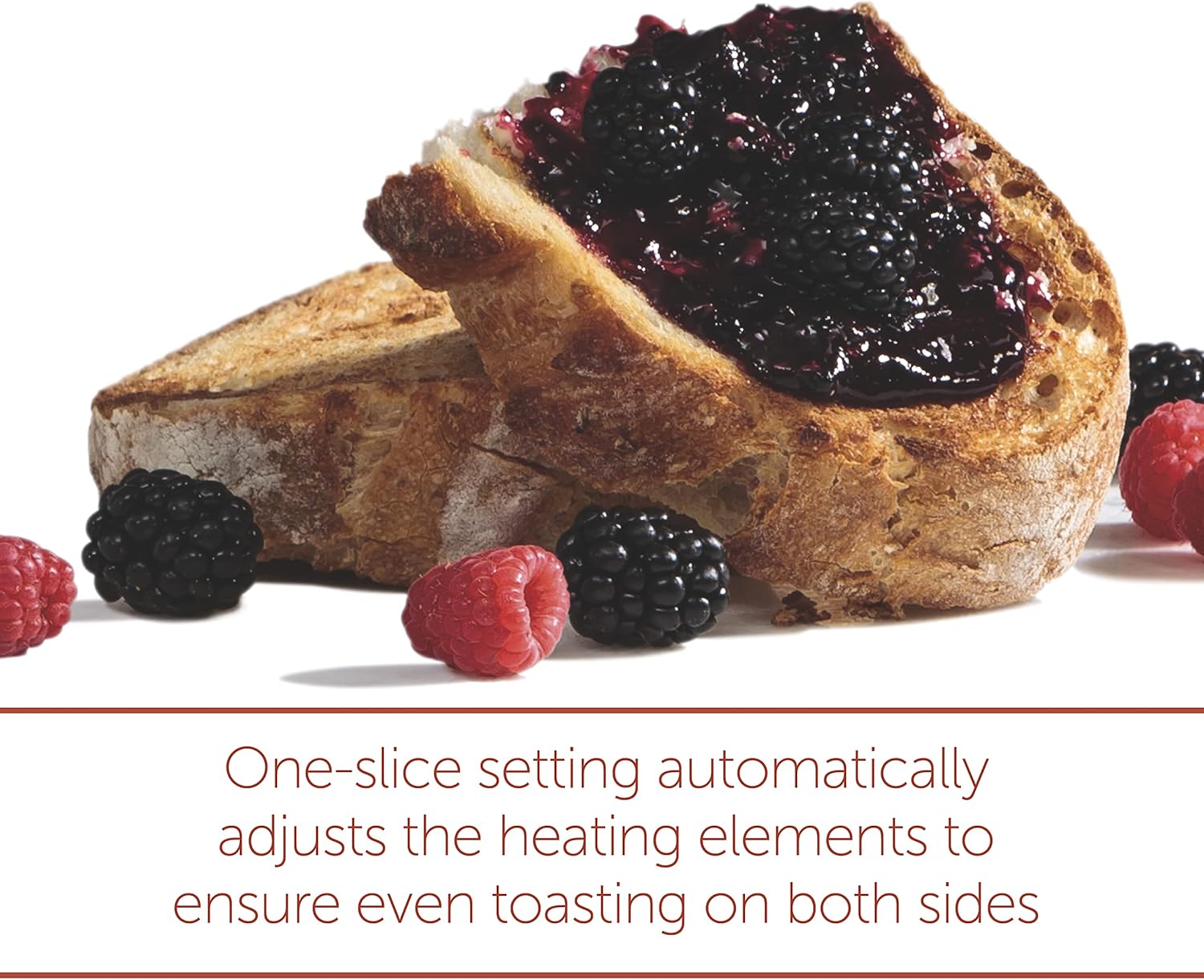 Wolf Gourmet 4-Slice Toaster with Shade Selector, Bagel & Defrost Settings, Stainless Steel - Red Knob