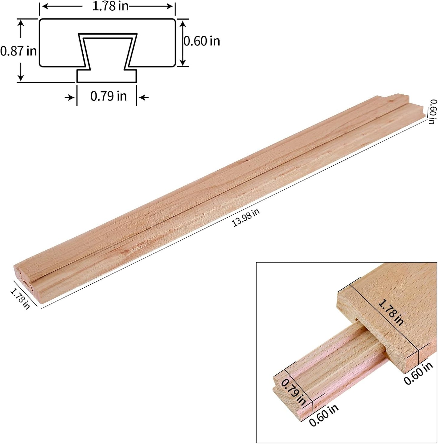 Wood Drawer Slide 14 Inches - Set of 2, HMFOR Wax Coated, Traditional Center Guide Track