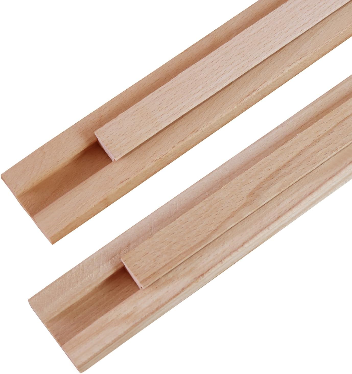 Wood Drawer Slide 14 Inches - Set of 2, HMFOR Wax Coated, Traditional Center Guide Track