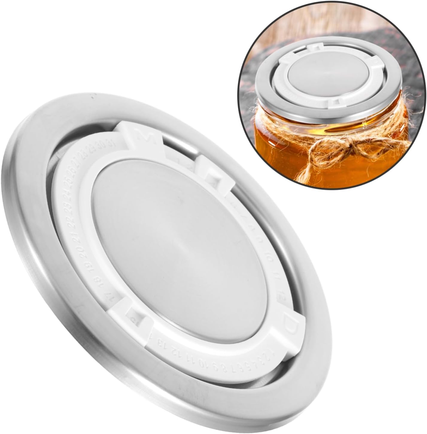 Wooden Ball Jar Lids Set - Stainless Steel Mason Jar Sealer for Wide Mouth Jars