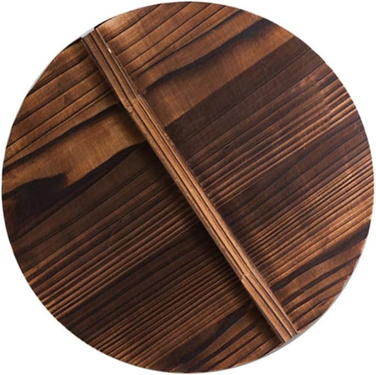 Wooden Lid for Cast Iron Wok - Forart Lid with Large Handles - 12.6/13.4/13.8/15 Inch Diameter