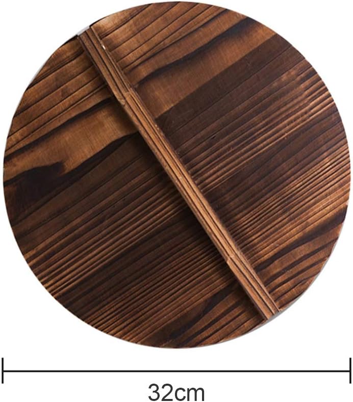 Wooden Lid for Cast Iron Wok - Forart Lid with Large Handles - 12.6/13.4/13.8/15 Inch Diameter