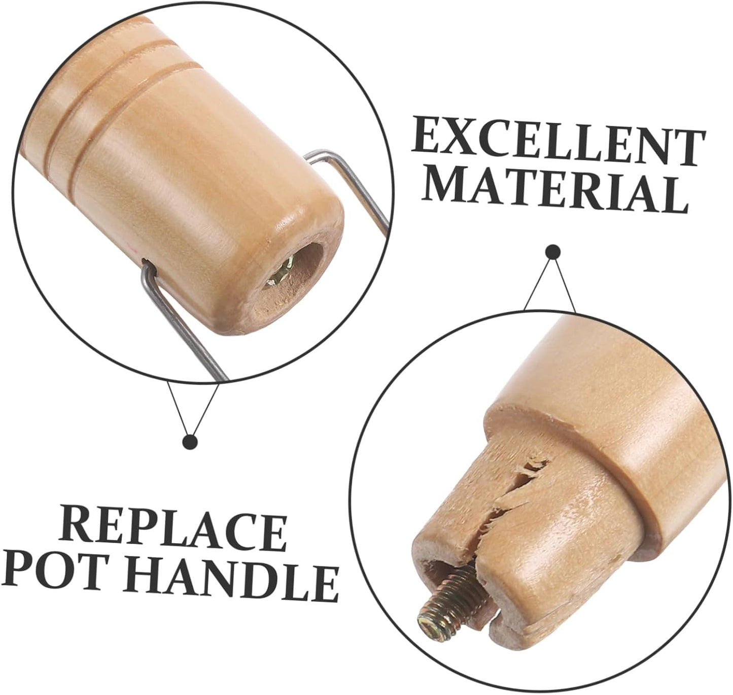 Wooden Pan Handle Replacement - Stainless Steel Pot Grip for Cookware - Anti-Scalding Fry Grip - Pot Holder for Frying Pan