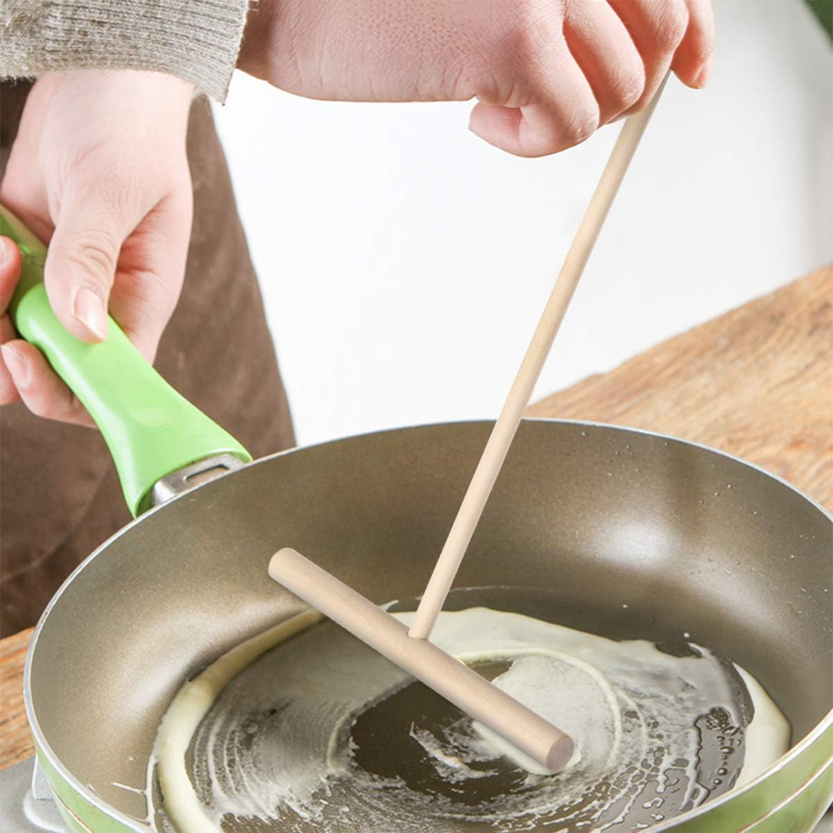 Wooden Pancake and Crepe Spreader Kitchen Tool Set by Hemoton - Dough Distributor and Utensils for Cooking