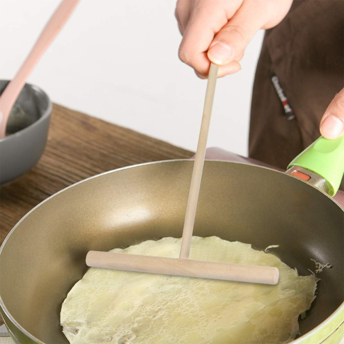 Wooden Pancake and Crepe Spreader Kitchen Tool Set by Hemoton - Dough Distributor and Utensils for Cooking