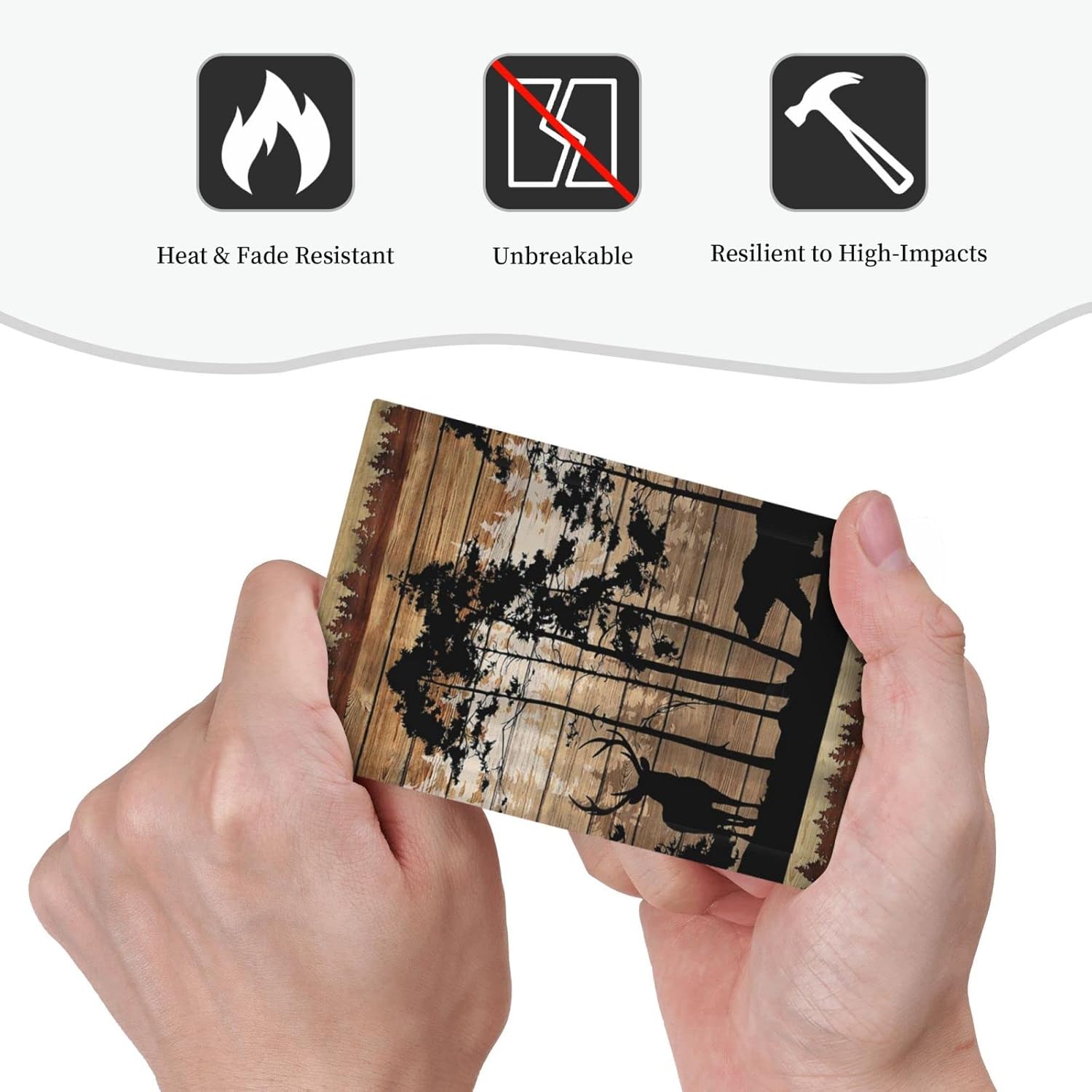 Woodland Hunting Animals Jumbo Size Blank Wallplate with Rustic Mountain Forest Silhouettes - Elk, Black Bear, Deer, Antler Design - Decorative Outlet and Light Switch Cover