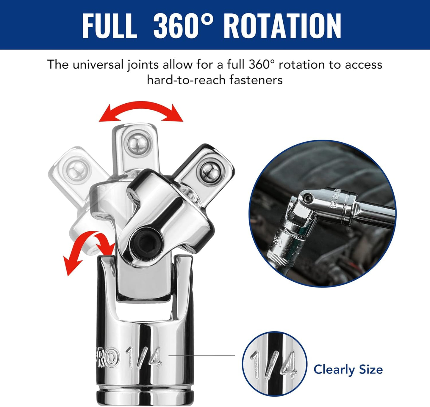 WORKPRO 19-Piece Drive Tool Accessory Set with Socket Adapters, Extensions, Universal Joints, Sliding Bar T-handle Wrench - Chrome Vanadium Steel