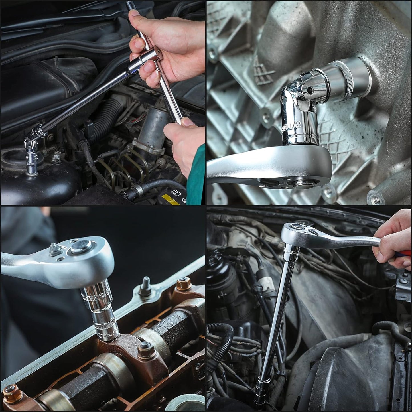 WORKPRO 19-Piece Drive Tool Accessory Set with Socket Adapters, Extensions, Universal Joints, Sliding Bar T-handle Wrench - Chrome Vanadium Steel