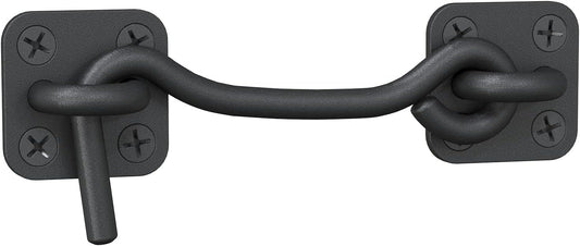 Wrought Iron Barn Door Latch with Hook for Sliding Doors & Fences - Heavy Duty Gate Lock for Shed, Garage - Black Finish