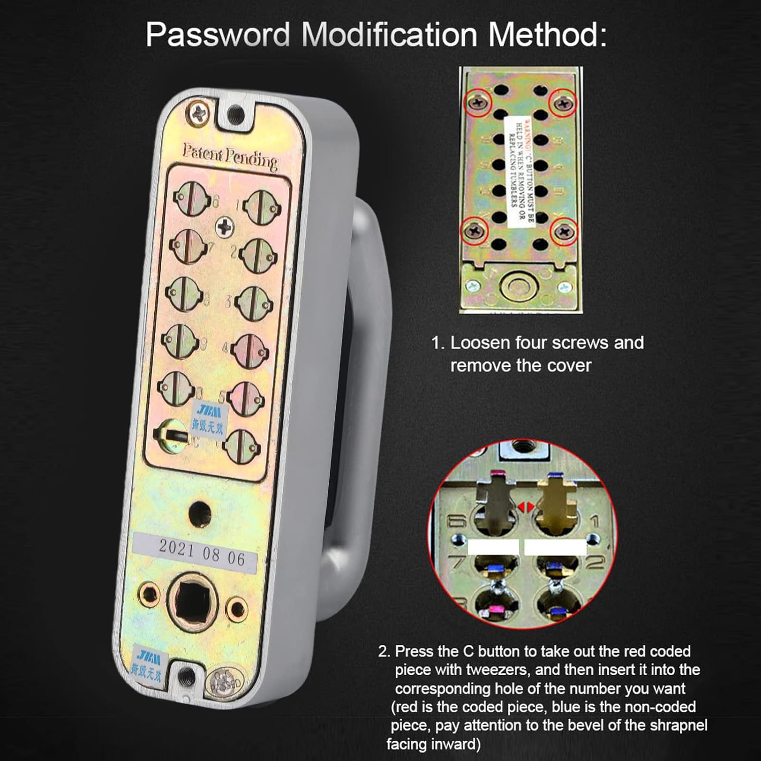 Wrought Iron Gate Lock with Handle and Password Combination - Stainless Steel Fence Lock for Wood Doors