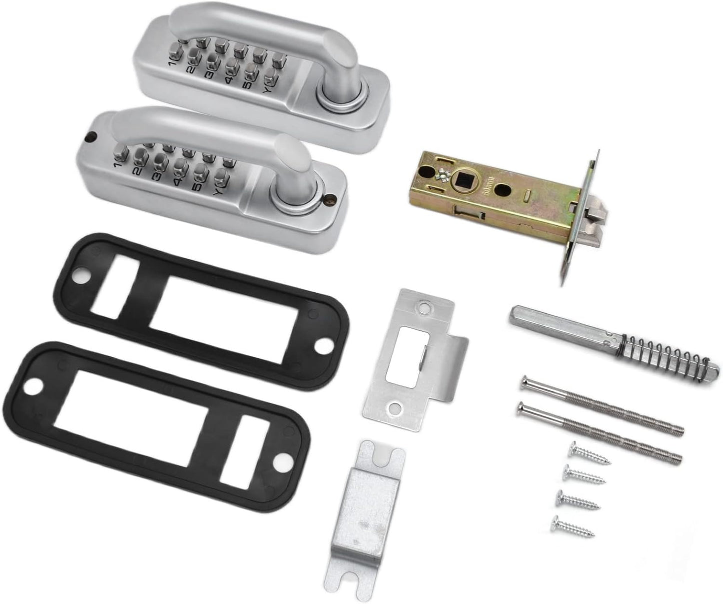 Wrought Iron Gate Lock with Handle and Password Combination - Stainless Steel Fence Lock for Wood Doors