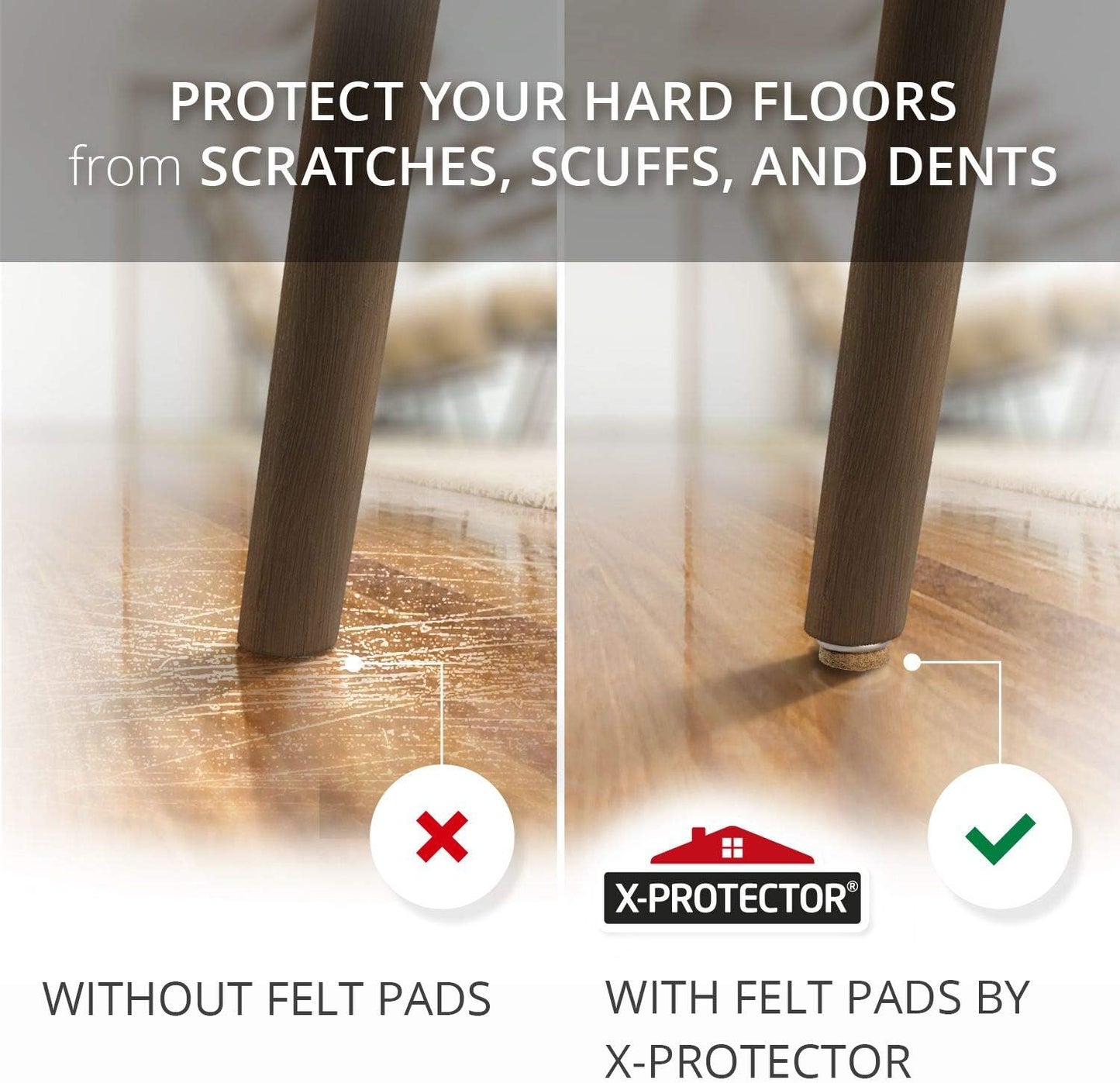 X-Protector 24 Pack Beige Felt Chair Pads - Premium Furniture Sliders for Hardwood Floors - 0.8" Screw-On Floor Protectors - Best Chair Glides