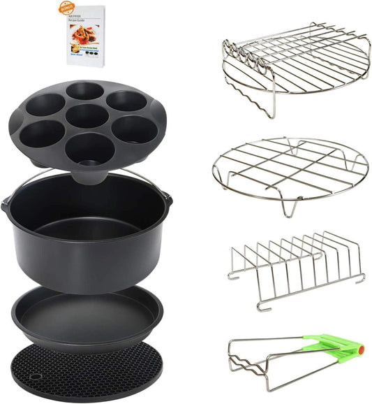 XL Air Fryer Accessories 8Pcs Set Compatible with Phillips 965X, Cozyna, Secura - Fits 5.3QT to 6.8QT Air Fryers