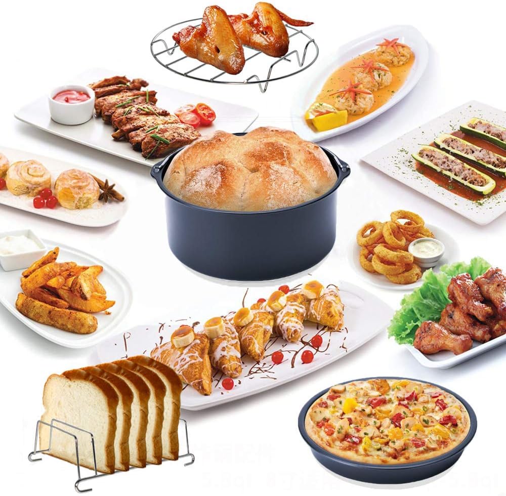 XL Air Fryer Accessories 8Pcs Set Compatible with Phillips 965X, Cozyna, Secura - Fits 5.3QT to 6.8QT Air Fryers