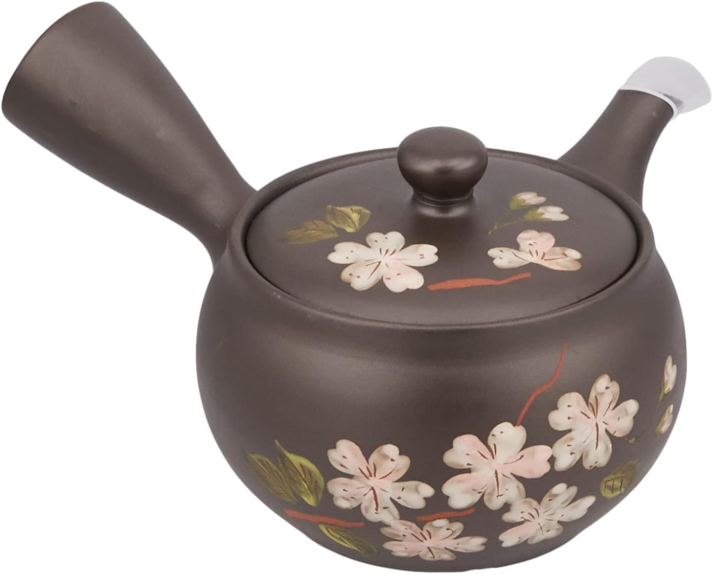 Yamaki ikai Tokoname Ware F913 Tomisen Teapot with Black Pink Cherry Blossom Design - 9.1 fl oz (270 ml)