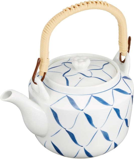 Yamashita Kogei Hand-Painted Net Earthenware Bottle with Tea Strainer, 47.6 fl oz (1,260 cc) - No. 8