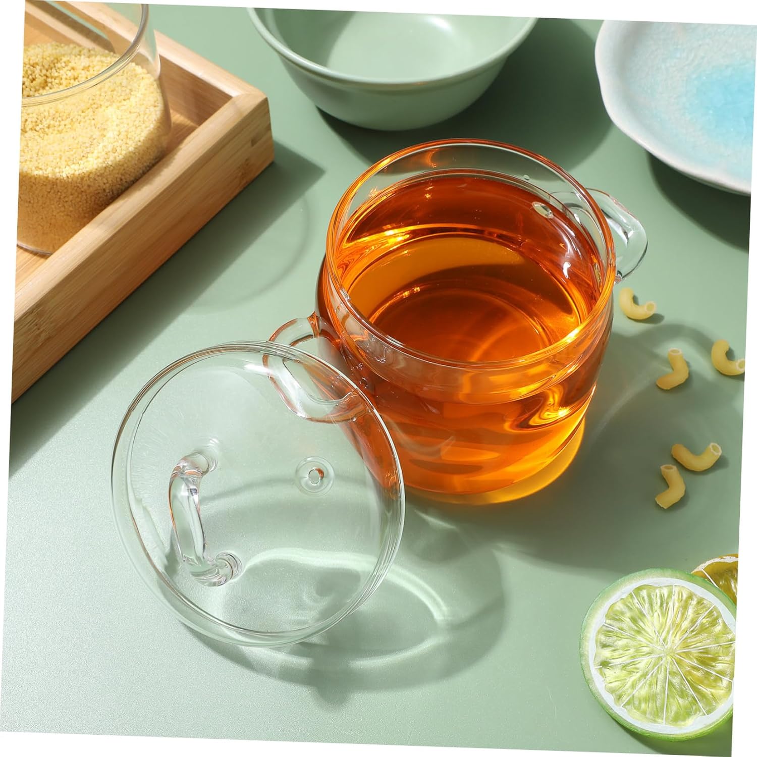 Yardwe 350ml Small Clear Glass Cooking Pot Saucepan with Lid for Stovetop Milk and Baby Food Cooking